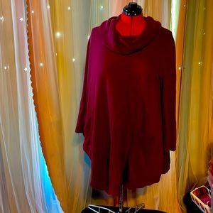 Seventh Avenue cowl neck tunic sweater burgundy